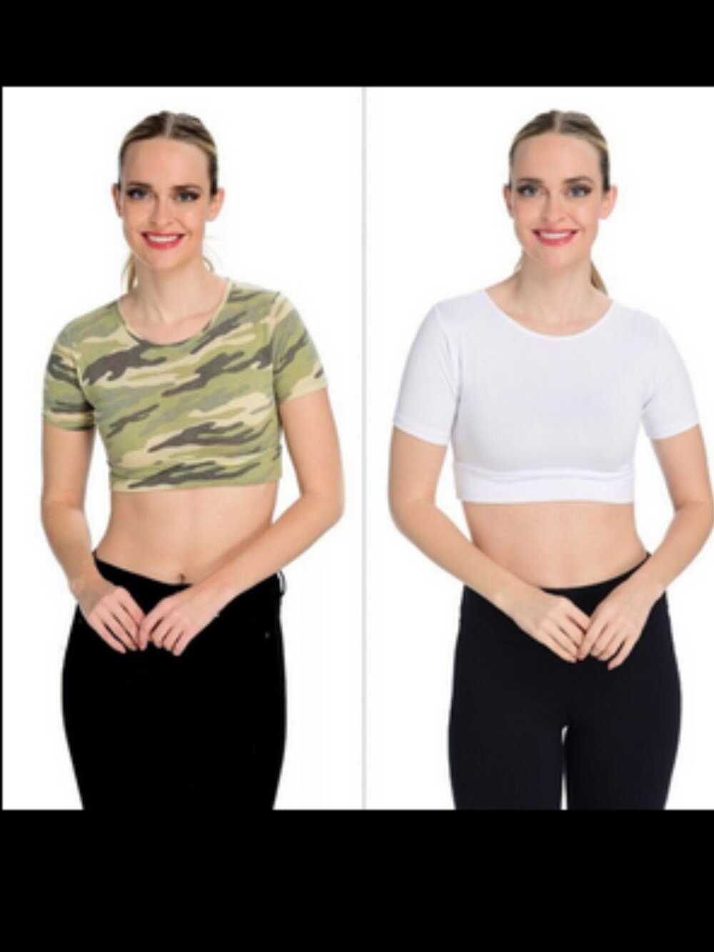 NEW IN PK Halftee Boyfriend Crew Bralette Top 2-Pack Womens sz 6X - White / Camo